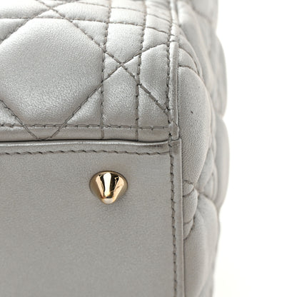 Christian Dior Metallic Lambskin Cannage Medium Lady Dior Silver 11 of 15
