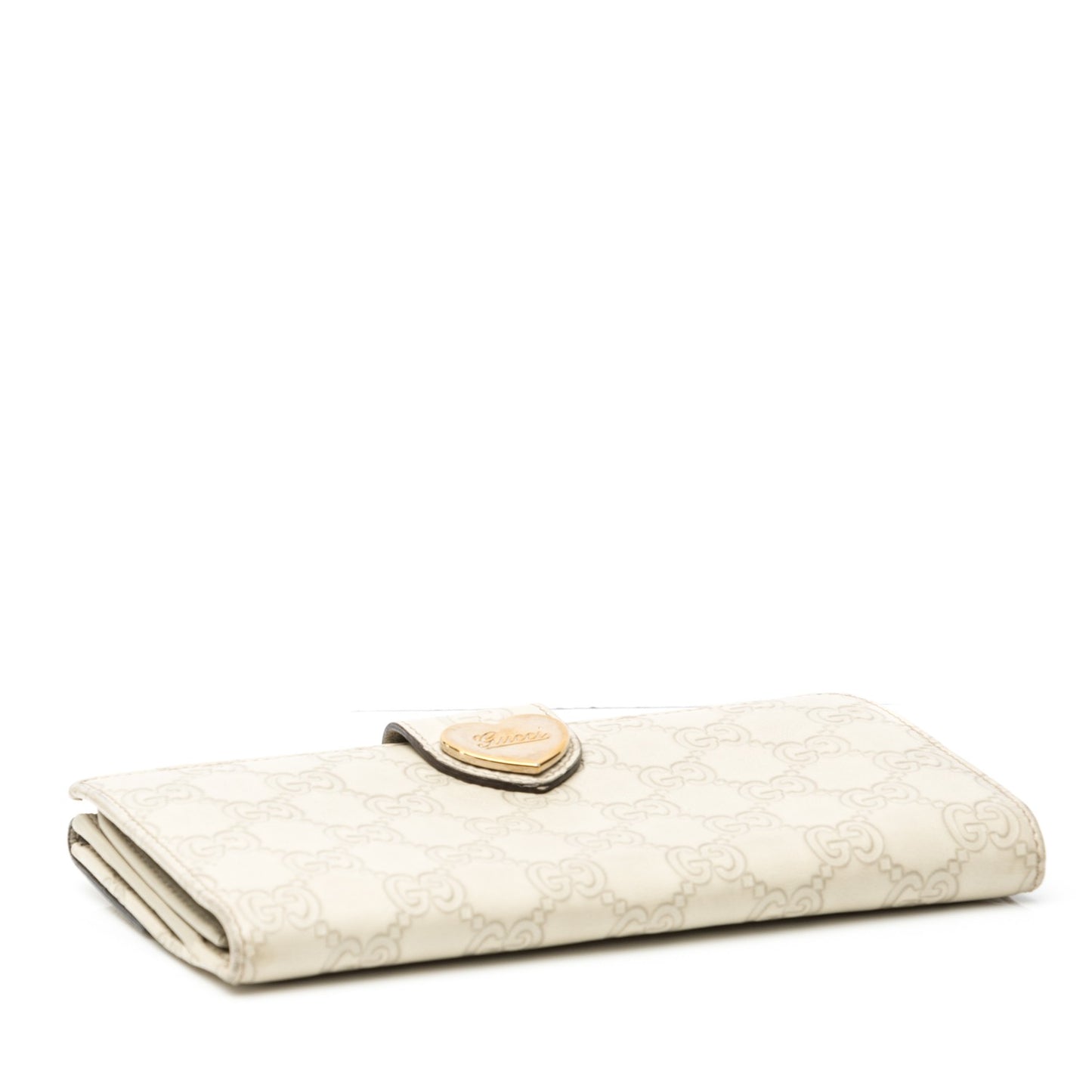 Guccissima Heart Continental Wallet Off White