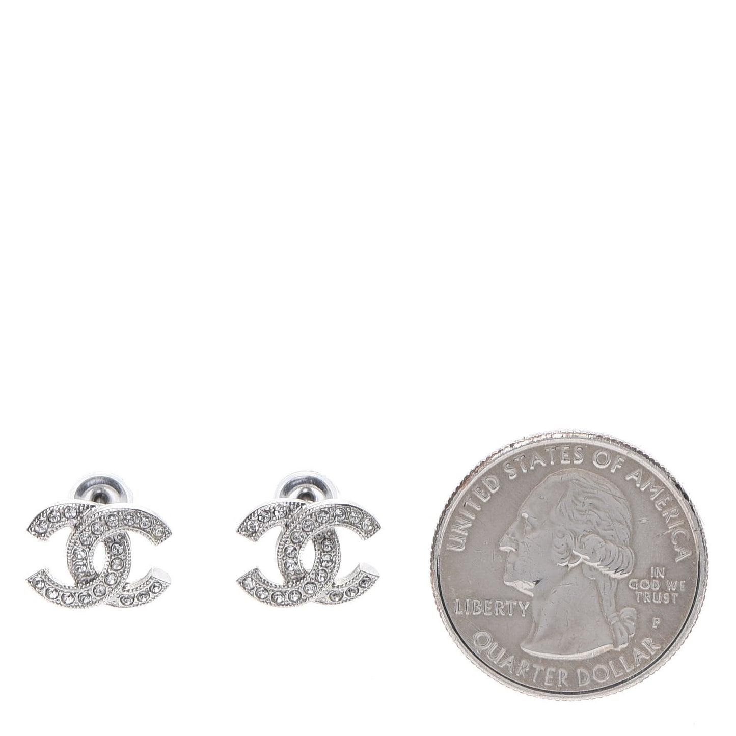 Crystal CC Earrings Silver
