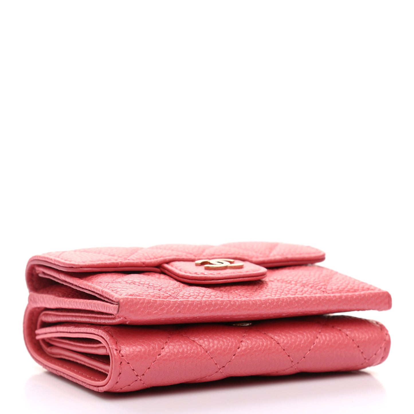 Caviar Quilted Double Flap Wallet Pink