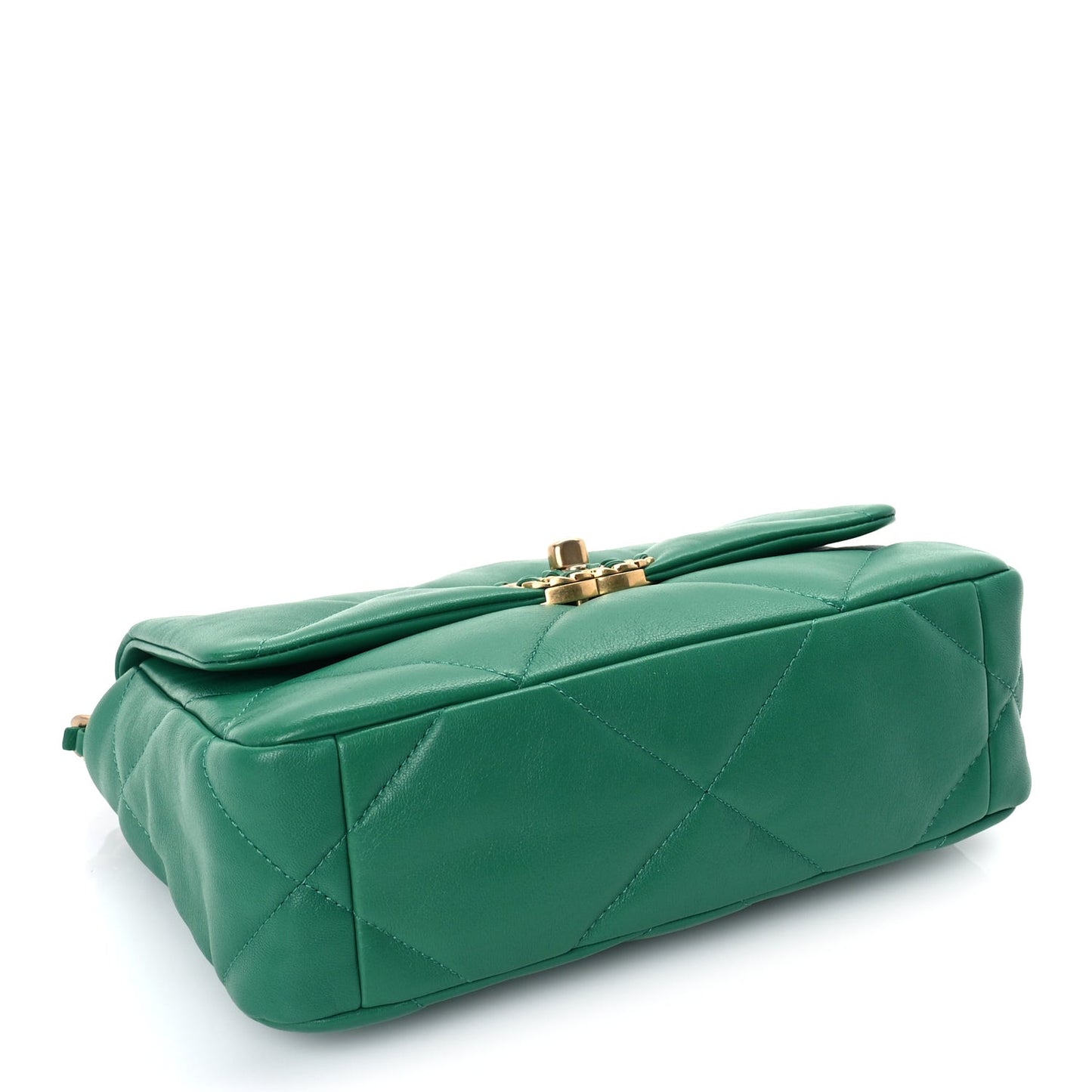 Lambskin Quilted Medium 19 Flap  Green