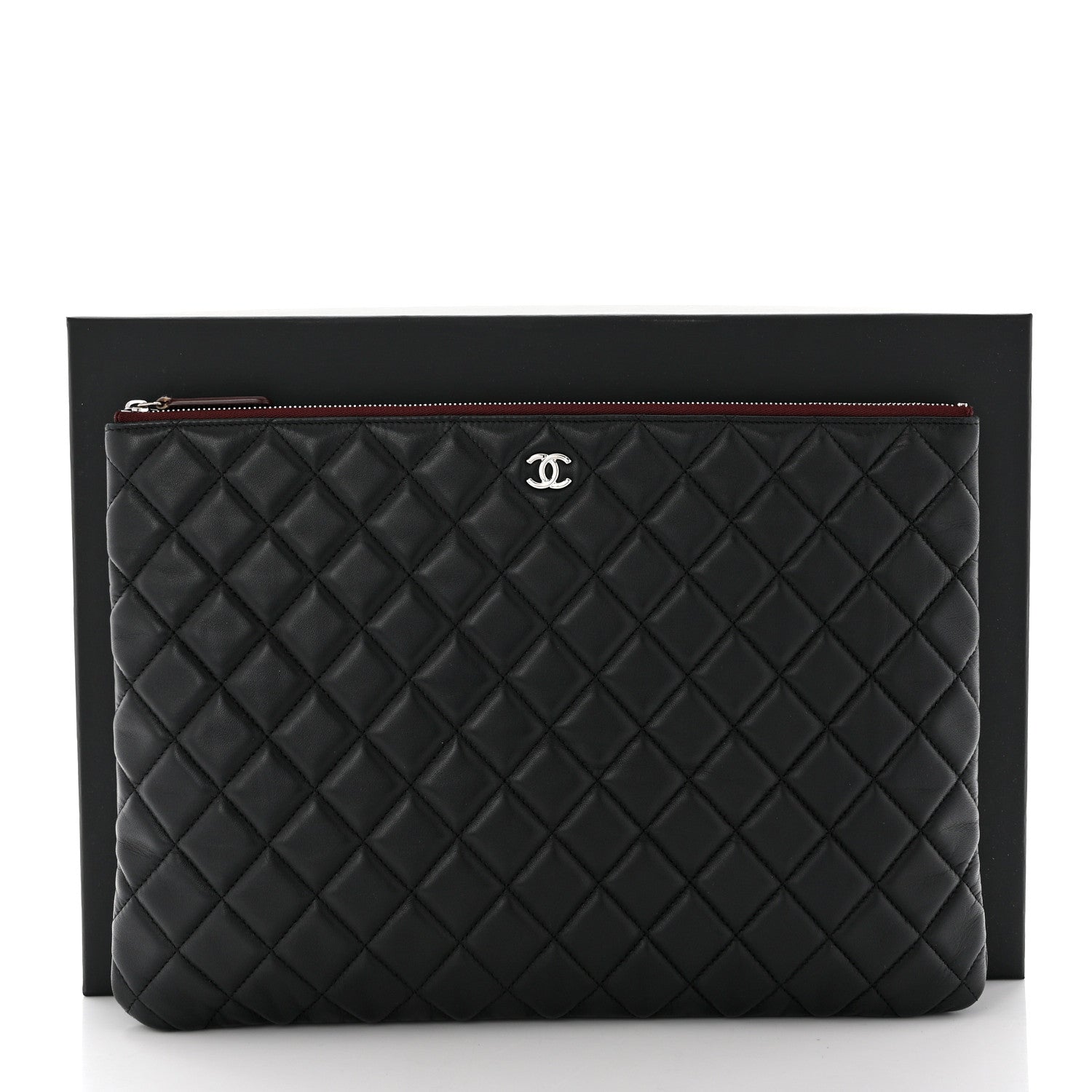 Chanel Lambskin Quilted Large Cosmetic Case Black 8 of 8
