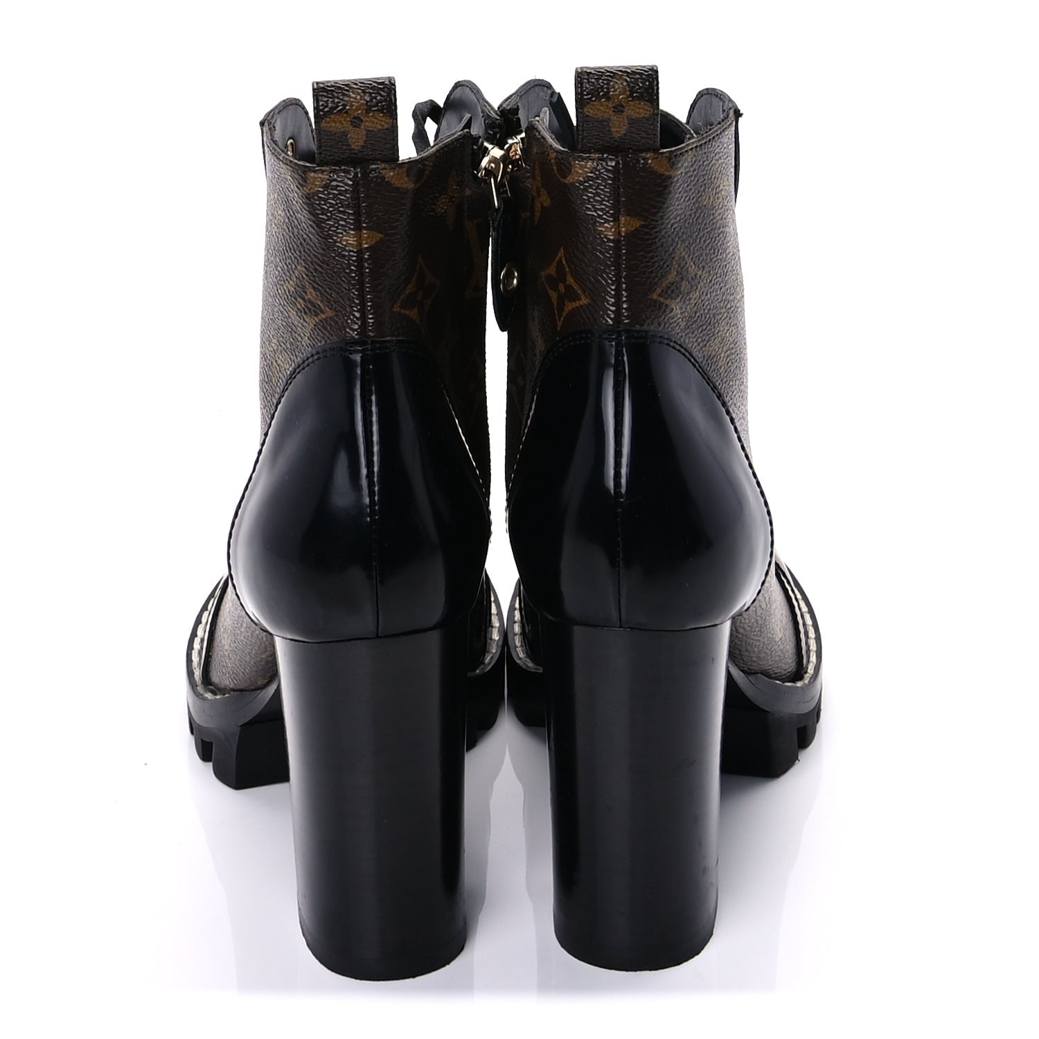 Louis Vuitton Patent Calfskin Monogram Star Trail Ankle Boots 37.5 Black 4 of 7