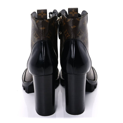 Louis Vuitton Patent Calfskin Monogram Star Trail Ankle Boots 37.5 Black 4 of 7