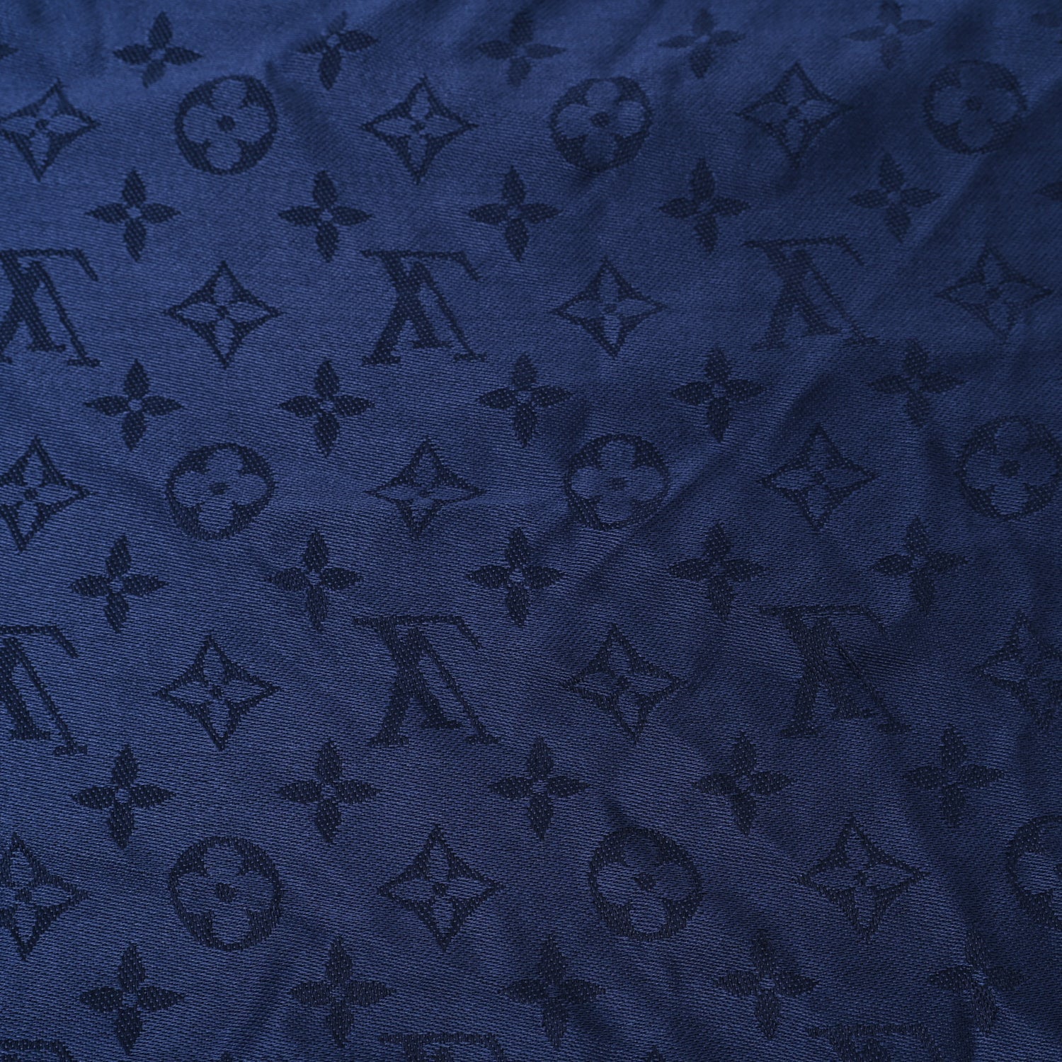 Louis Vuitton Silk Wool Monogram Shawl Night Blue 3 of 4
