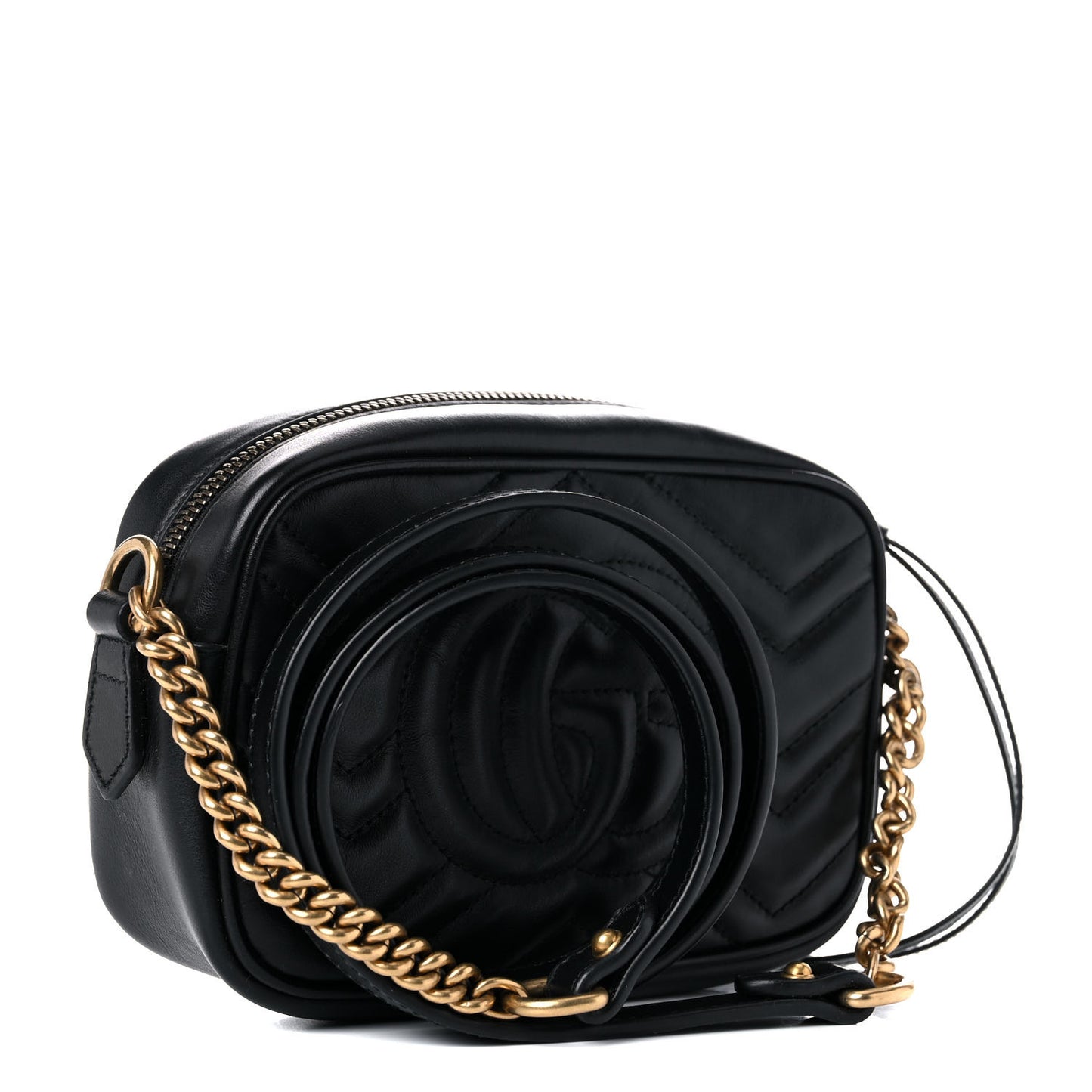 Calfskin Matelasse Mini GG Marmont Chain Shoulder Bag Black