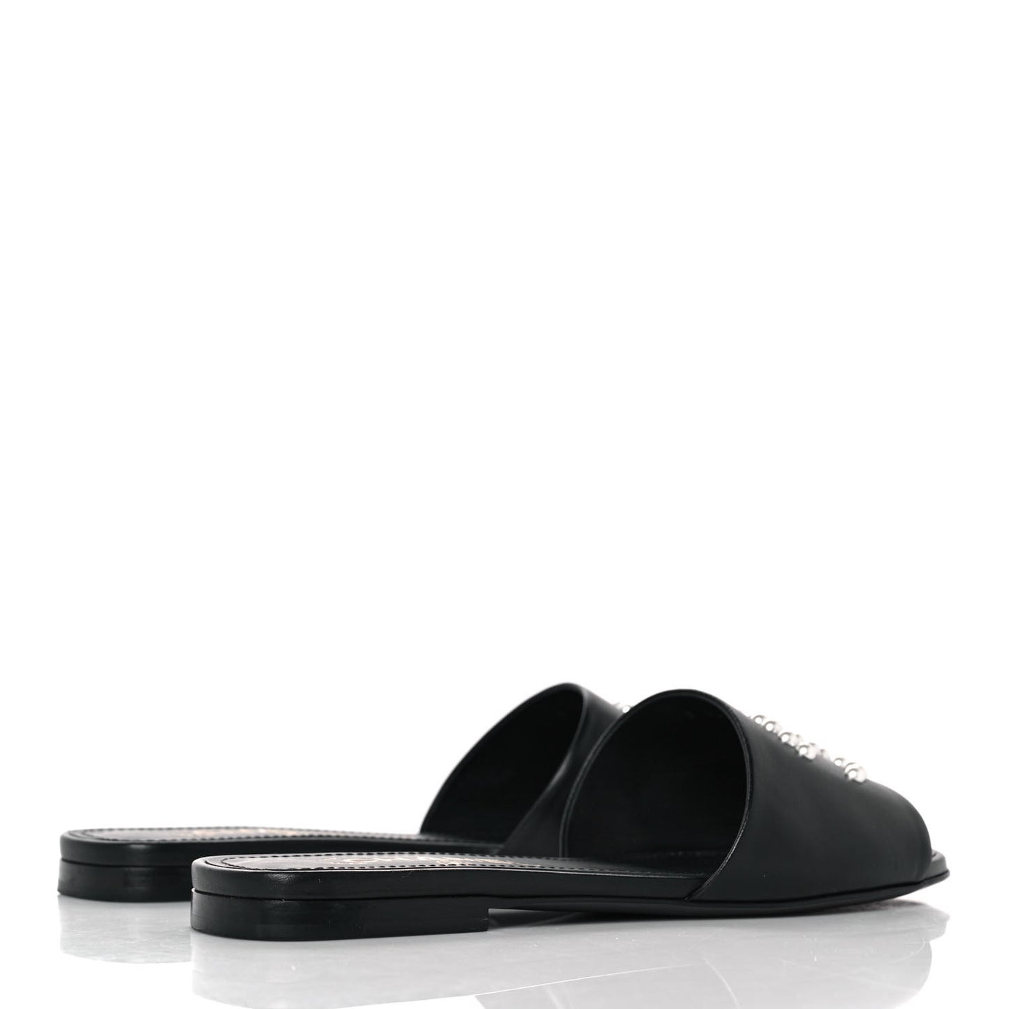 Lambskin Pearl CC Sandals 37 Black