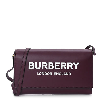Burberry Calfskin Logo Hazelmere Wallet With Detachable Strap Mahogany Red 1 of 8