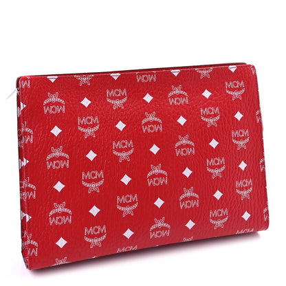 MCM Visetos Medium Zip Pouch Red 3 of 8