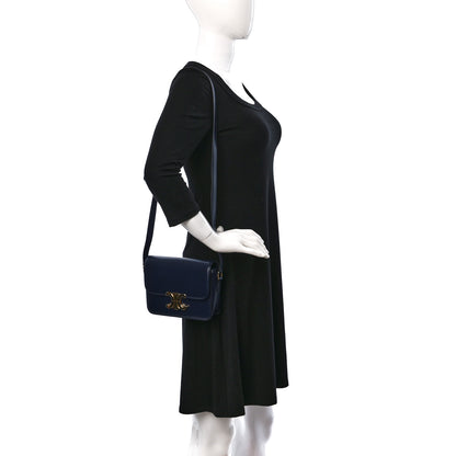 Celine Shiny Calfskin Small Triomphe Dark Blue 2 of 8