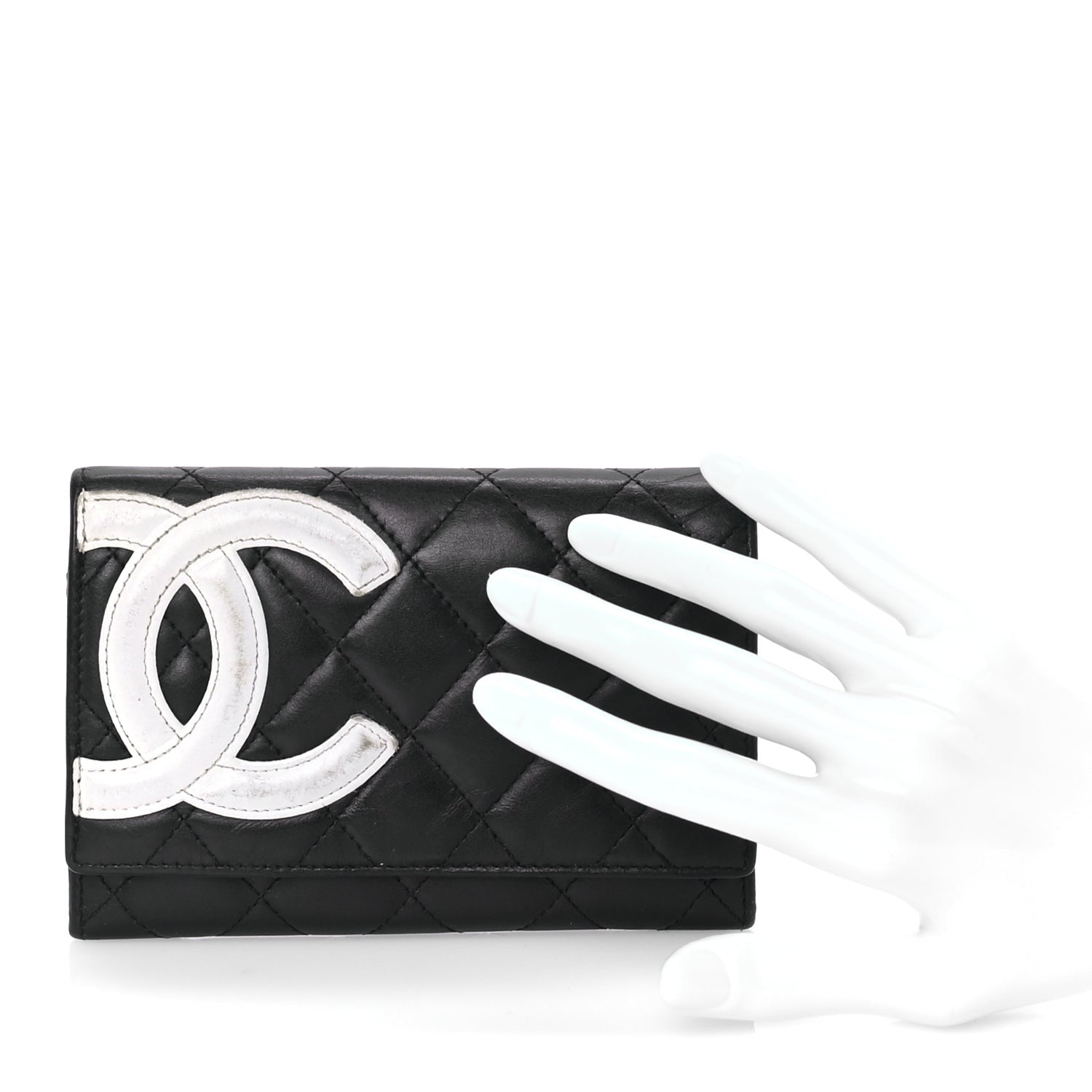 Chanel Calfskin Quilted Cambon Flap Wallet Black White 2 of 7