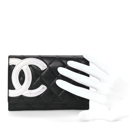 Chanel Calfskin Quilted Cambon Flap Wallet Black White 2 of 7