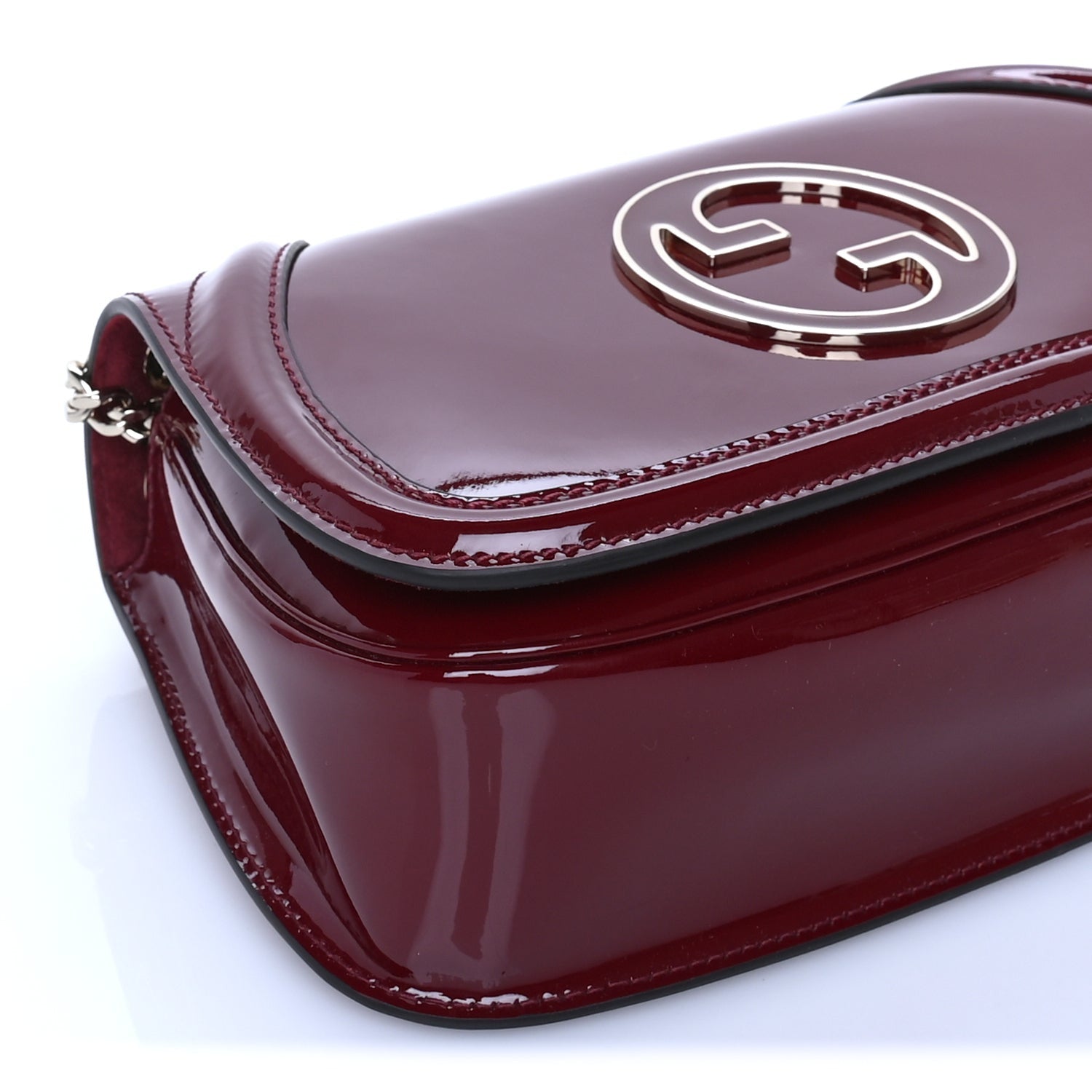 Gucci Patent Blondie Medium Shoulder Bag  Rosso Ancora 7 of 8