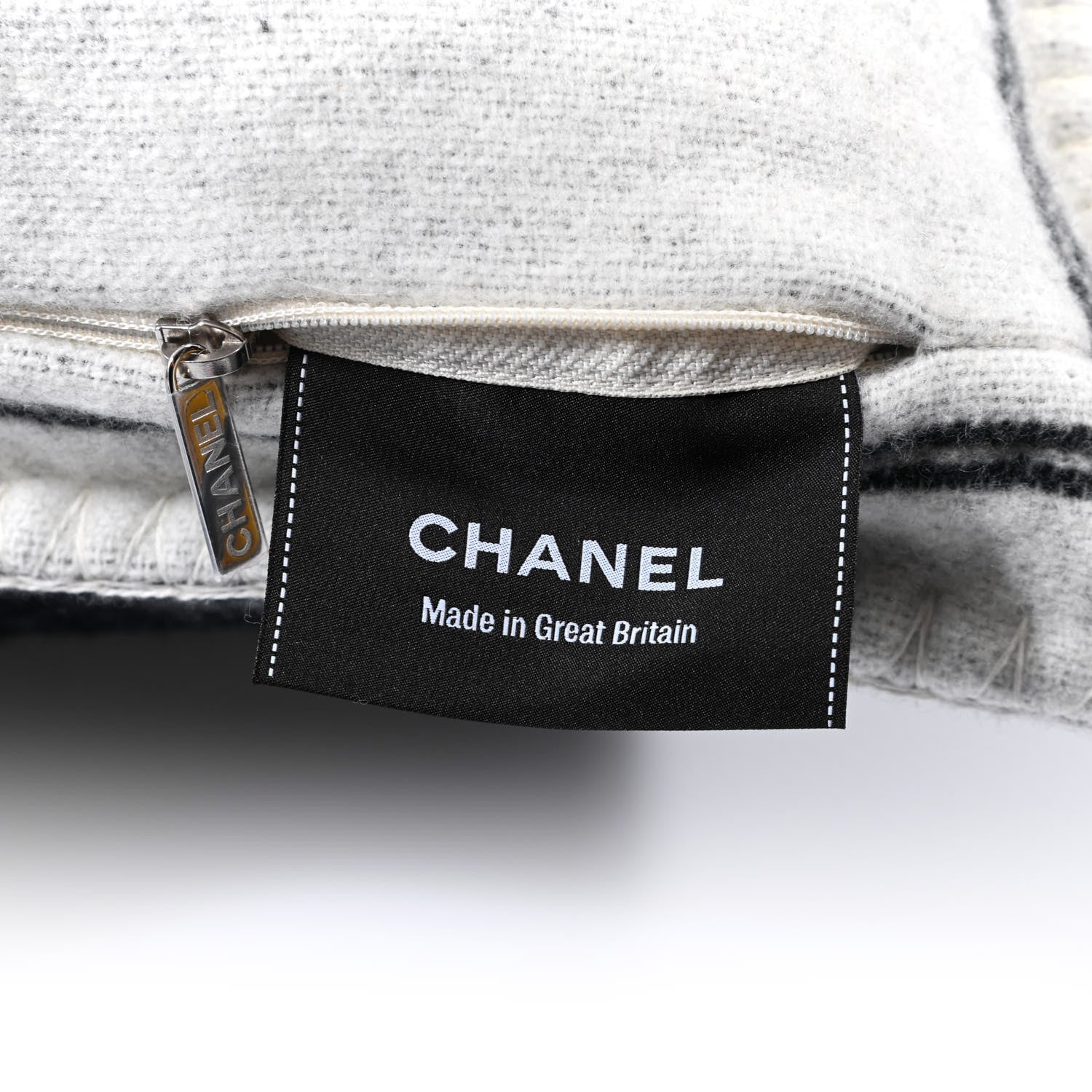 Chanel Merino Wool Cashmere CC Pillow Black White 3 of 3