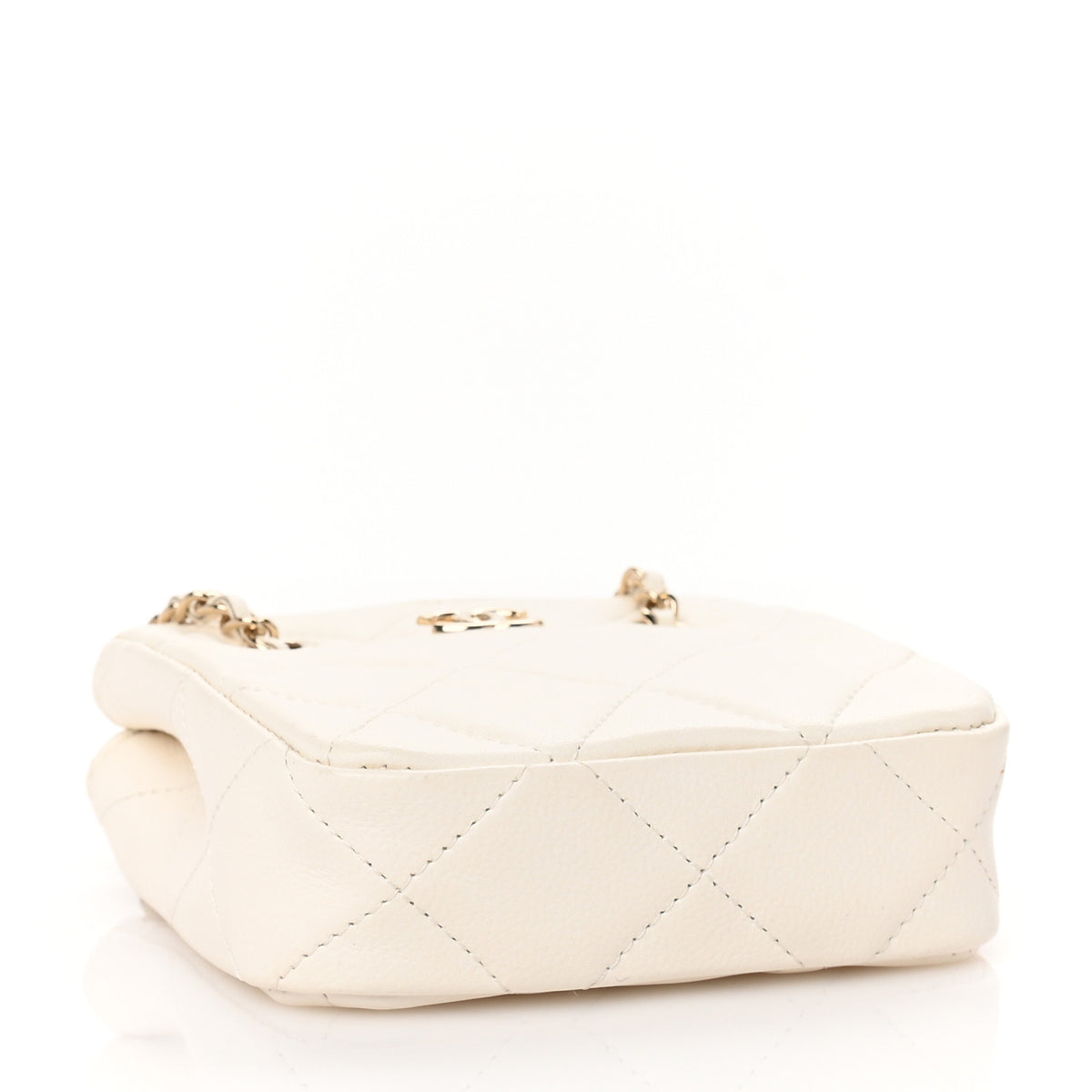 Chanel Lambskin Quilted Tiny Shopping Clutch With Chain White 3 of 9