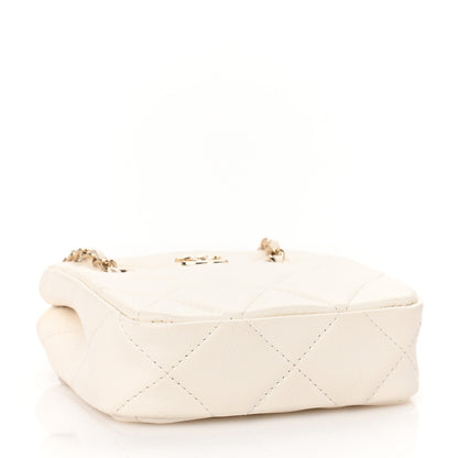 Chanel Lambskin Quilted Tiny Shopping Clutch With Chain White 3 of 9