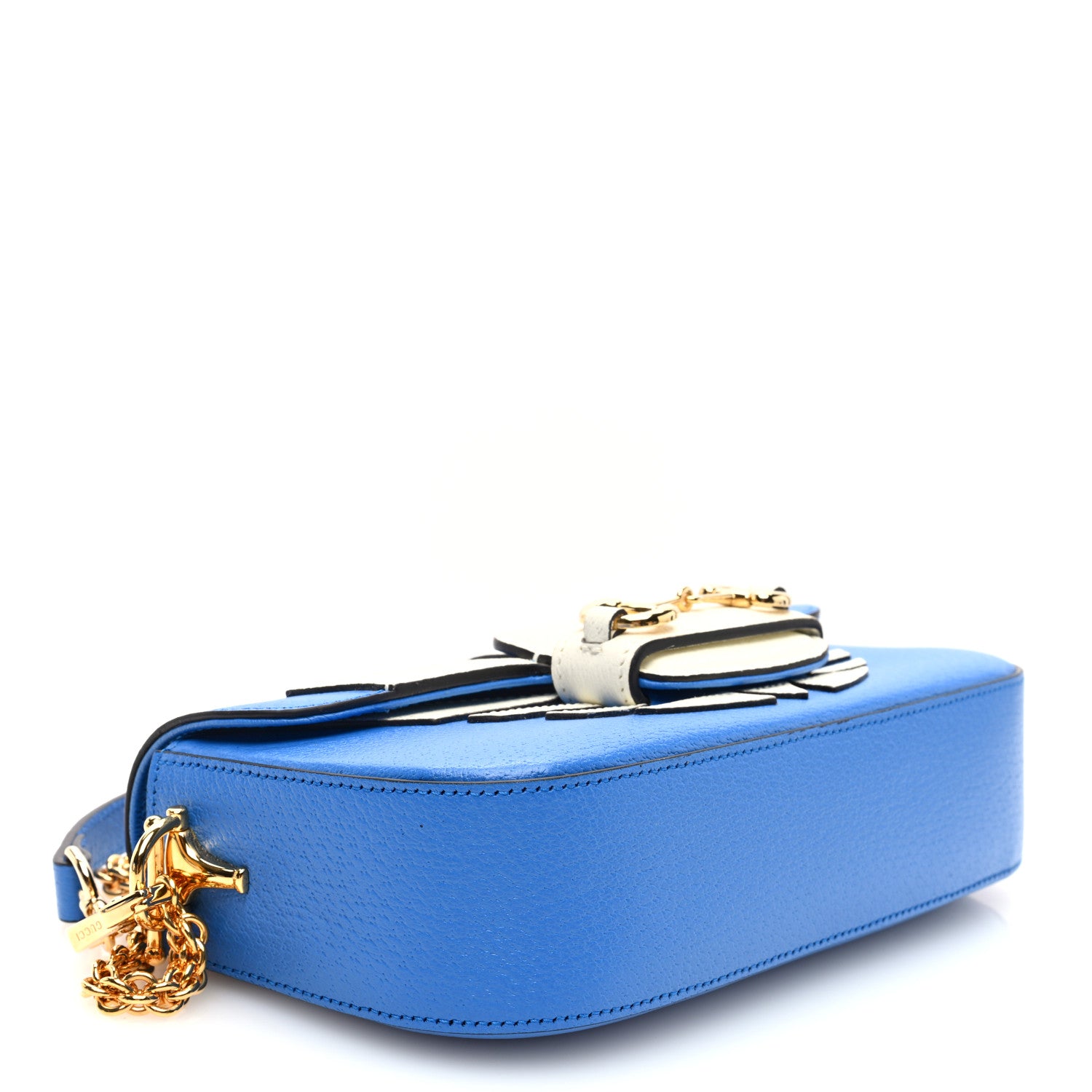 Gucci X ADIDAS Textured Dollar Calfskin Web Small Trefoil Horsebit 1955 Shoulder Bag Blue Off White 4 of 10