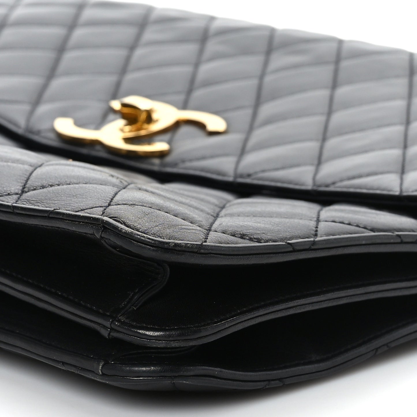 Lambskin Quilted Briefcase Laptop Bag Black