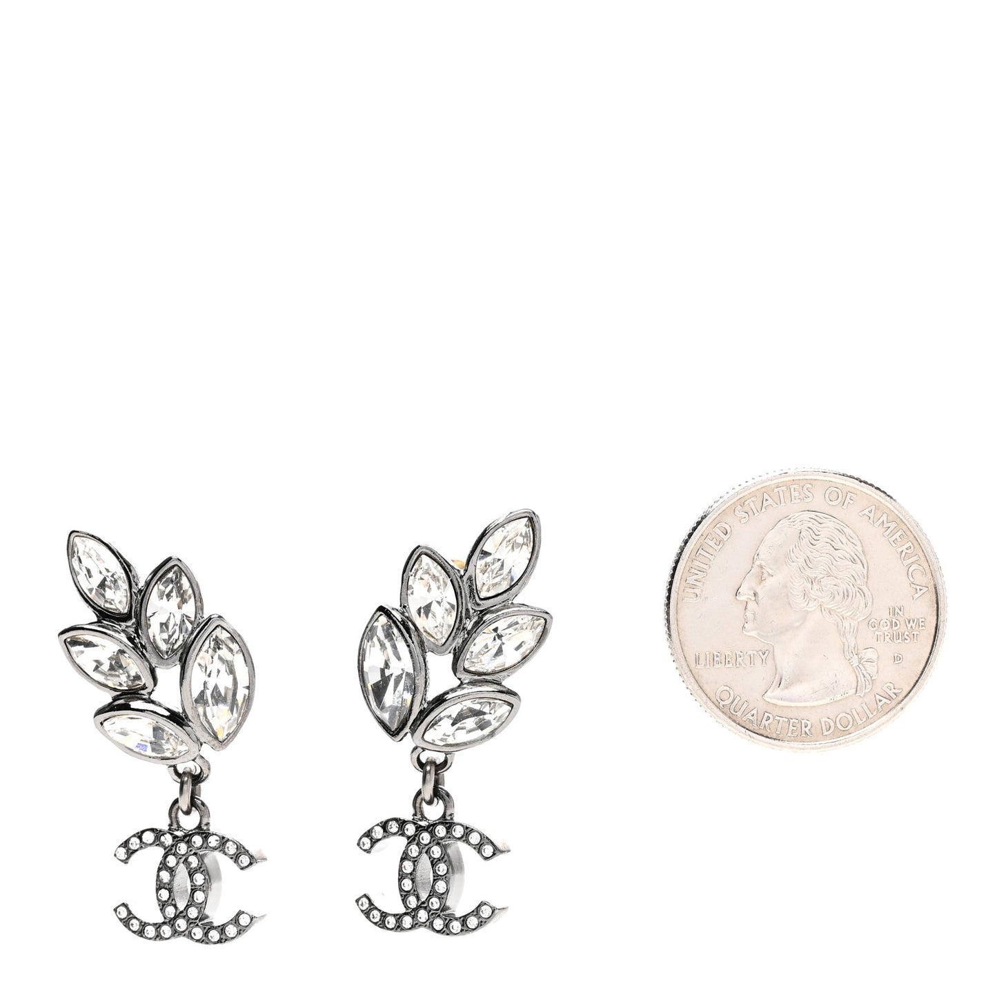 Ruthenium Crystal CC Dangle Earrings Silver