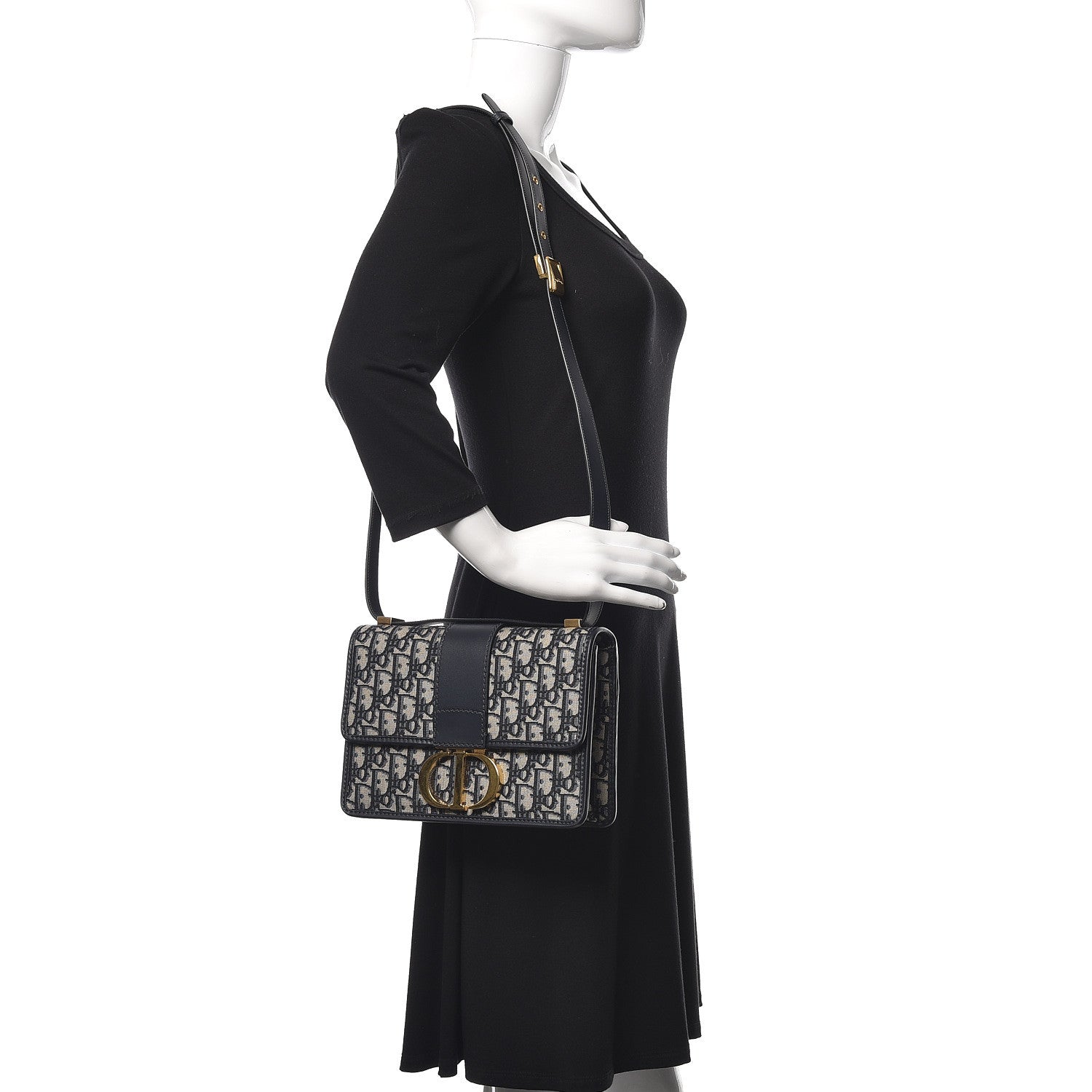 Christian Dior Oblique 30 Montaigne Chain Flap Bag Blue 2 of 12