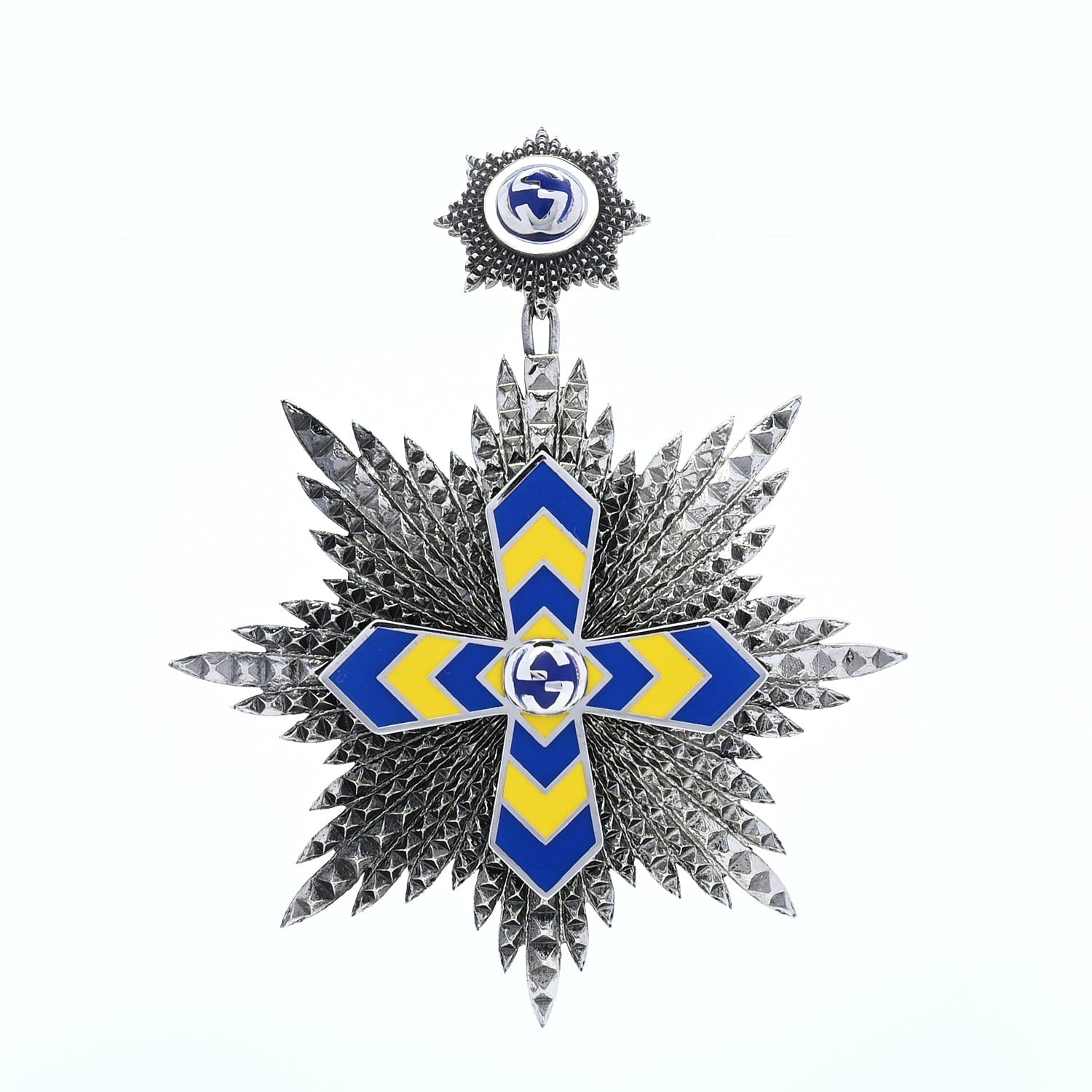Gucci Enamel GG Cross Pin  Blue 1 of 4