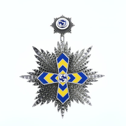 Gucci Enamel GG Cross Pin  Blue 1 of 4