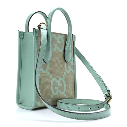 Gucci Monogram Jumbo GG Textured Dollar Calfskin Mini Tote Bag Pepperlight Mint 3 of 7