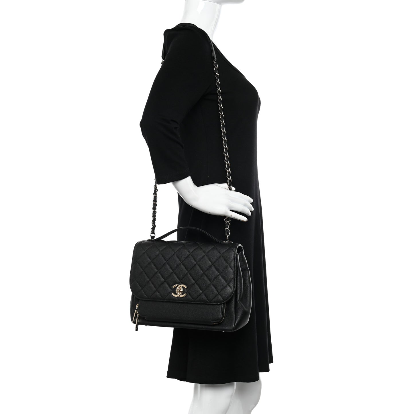 Caviar Quilted Large Business Affinity Flap Black