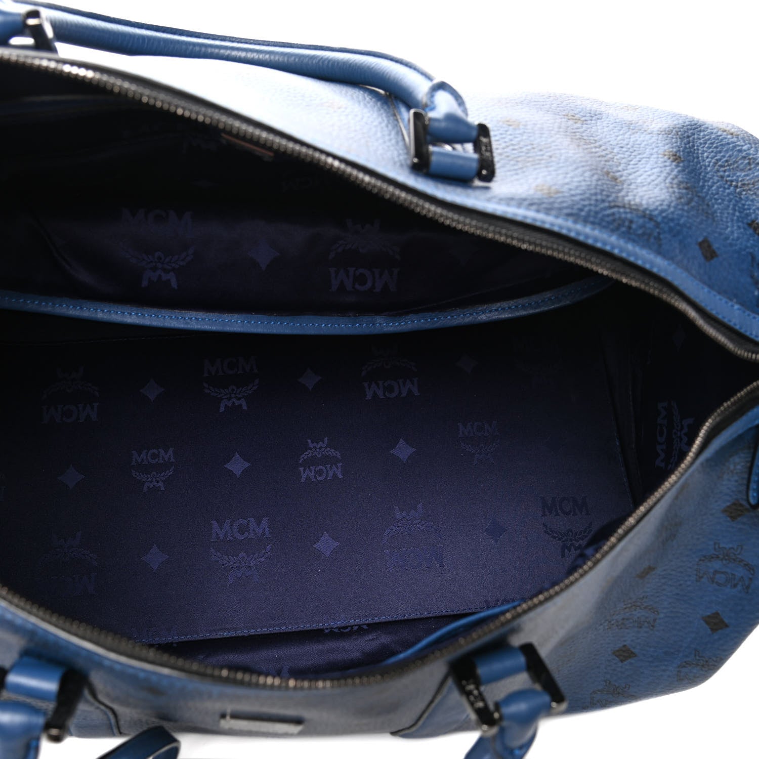 MCM Visetos Medium Traveler Weekender Bag Navy Blue 4 of 5