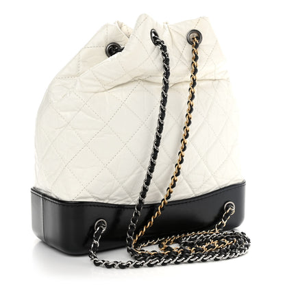 Chanel Aged Calfskin Quilted Gabrielle Backpack Black White 3 of 9