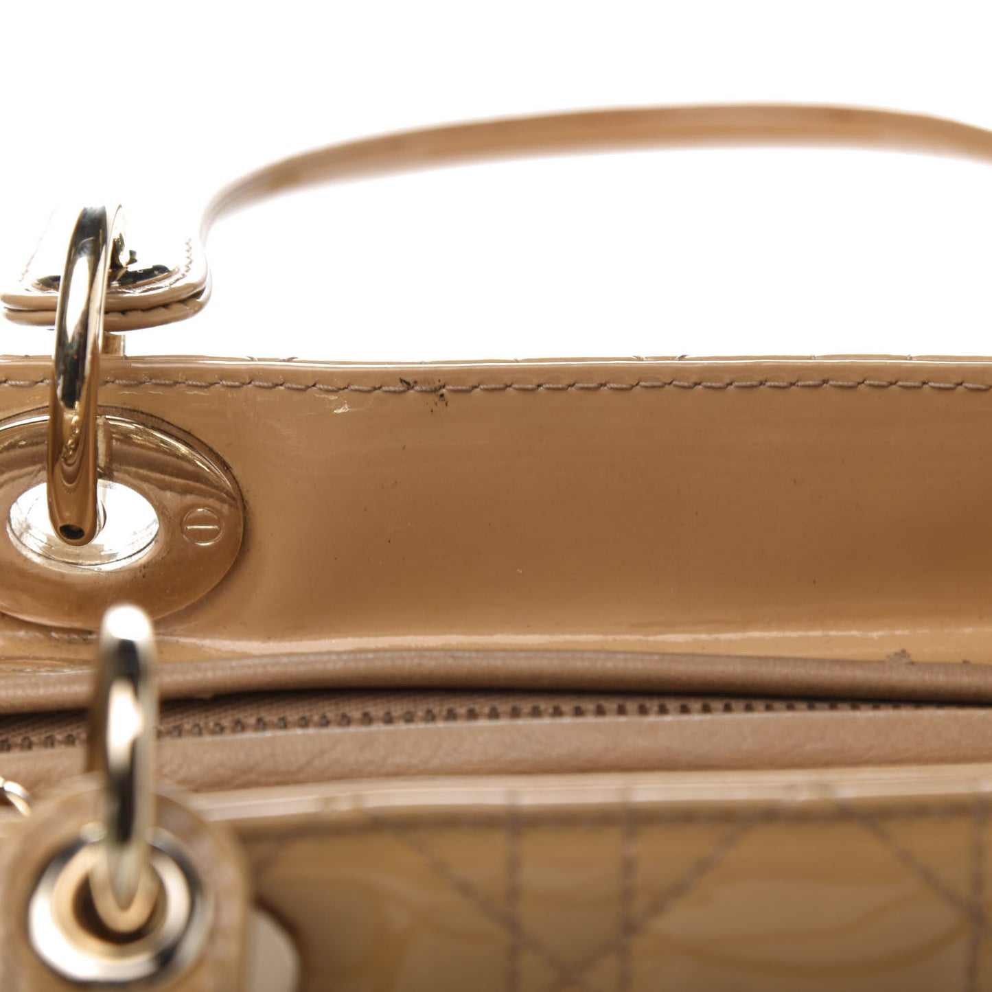 Patent Cannage Medium Lady Dior Beige