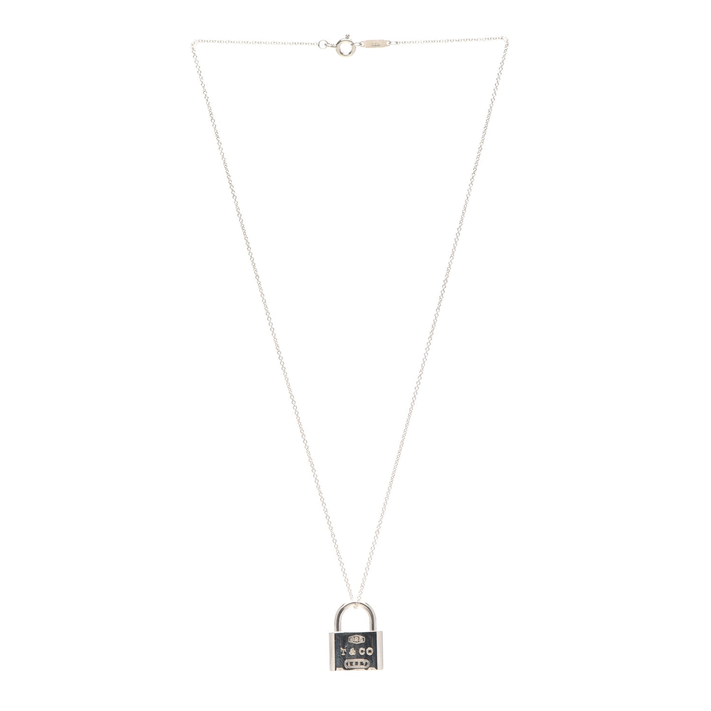 Sterling Silver 1837 Lock Charm Pendant Necklace