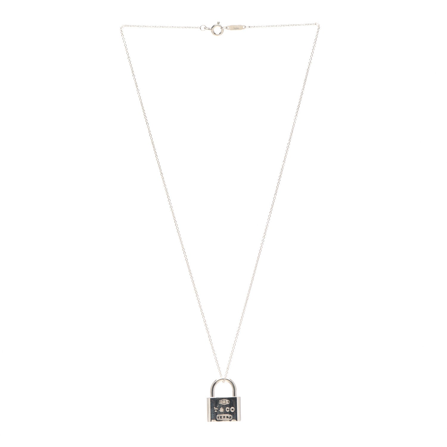 Tiffany Sterling Silver 1837 Lock Charm Pendant Necklace 3 of 4