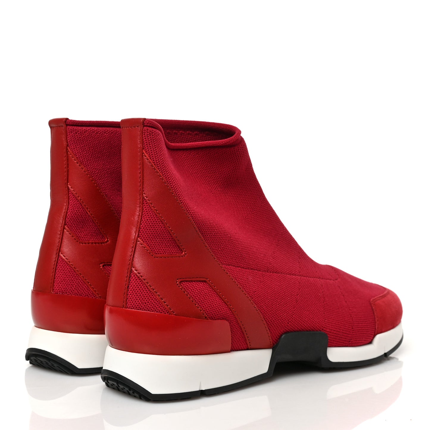 Mesh Calfskin Suede Soft Sneakers 36.5 Red