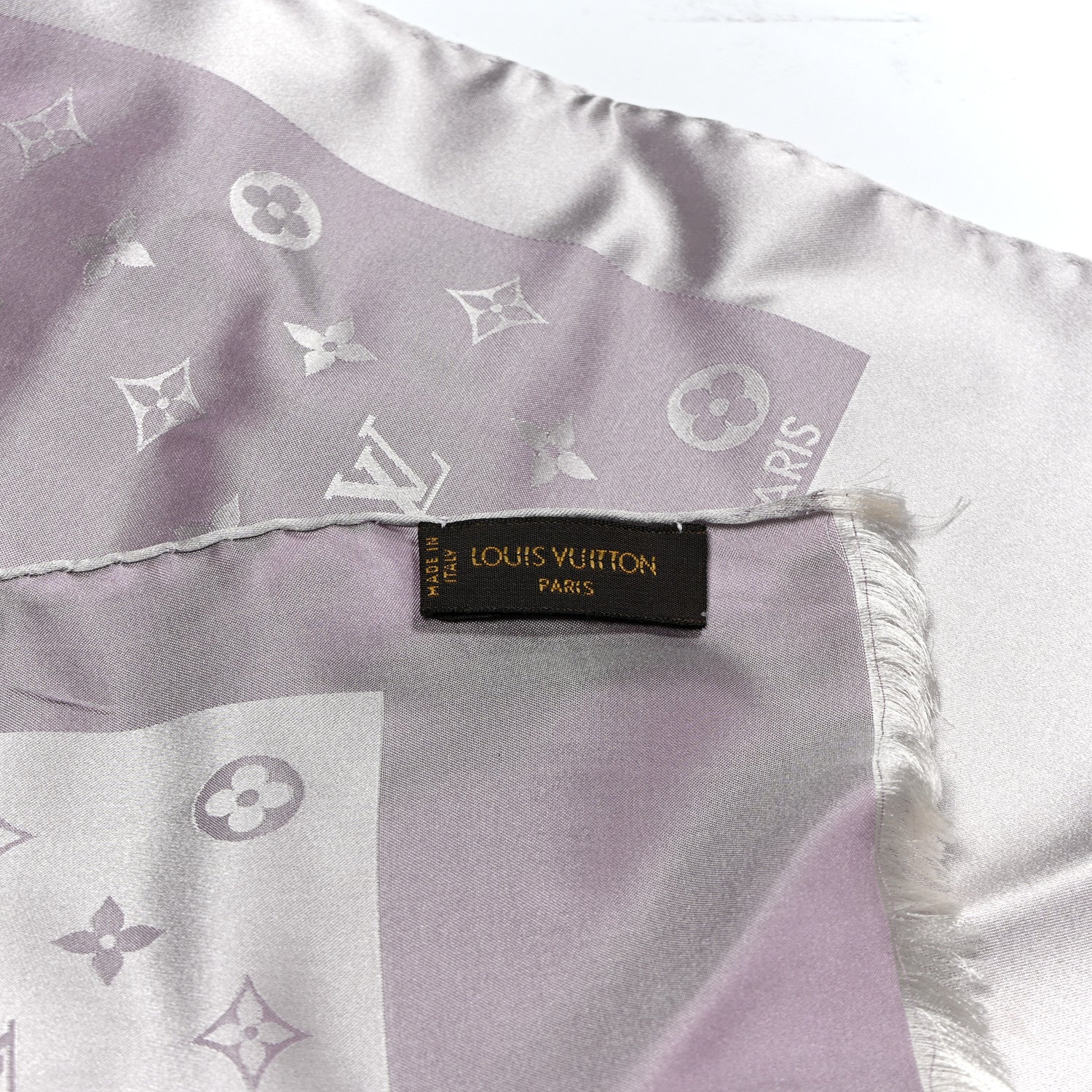 Louis Vuitton Silk Monogram Capri Scarf Lilac 3 of 4