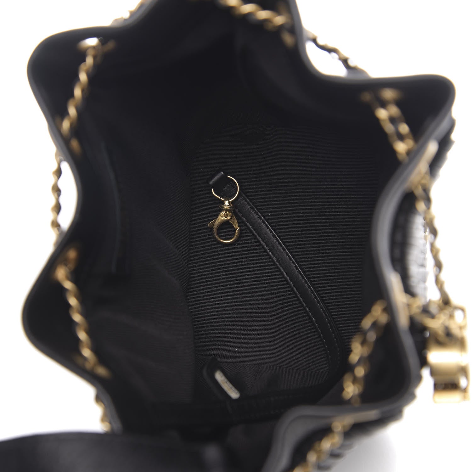 Chanel Iridescent Crumpled Calfskin Coco Pleats Small Drawstring Bag Black 4 of 10