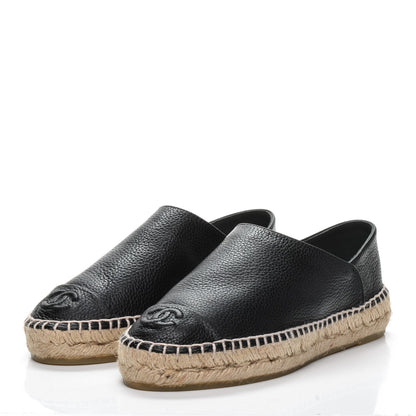 Chanel Grained Calfskin CC Espadrilles 35 Black 3 of 9