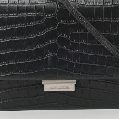 Saint Laurent Calfskin Crocodile Embossed Small Babylone Black 8 of 12