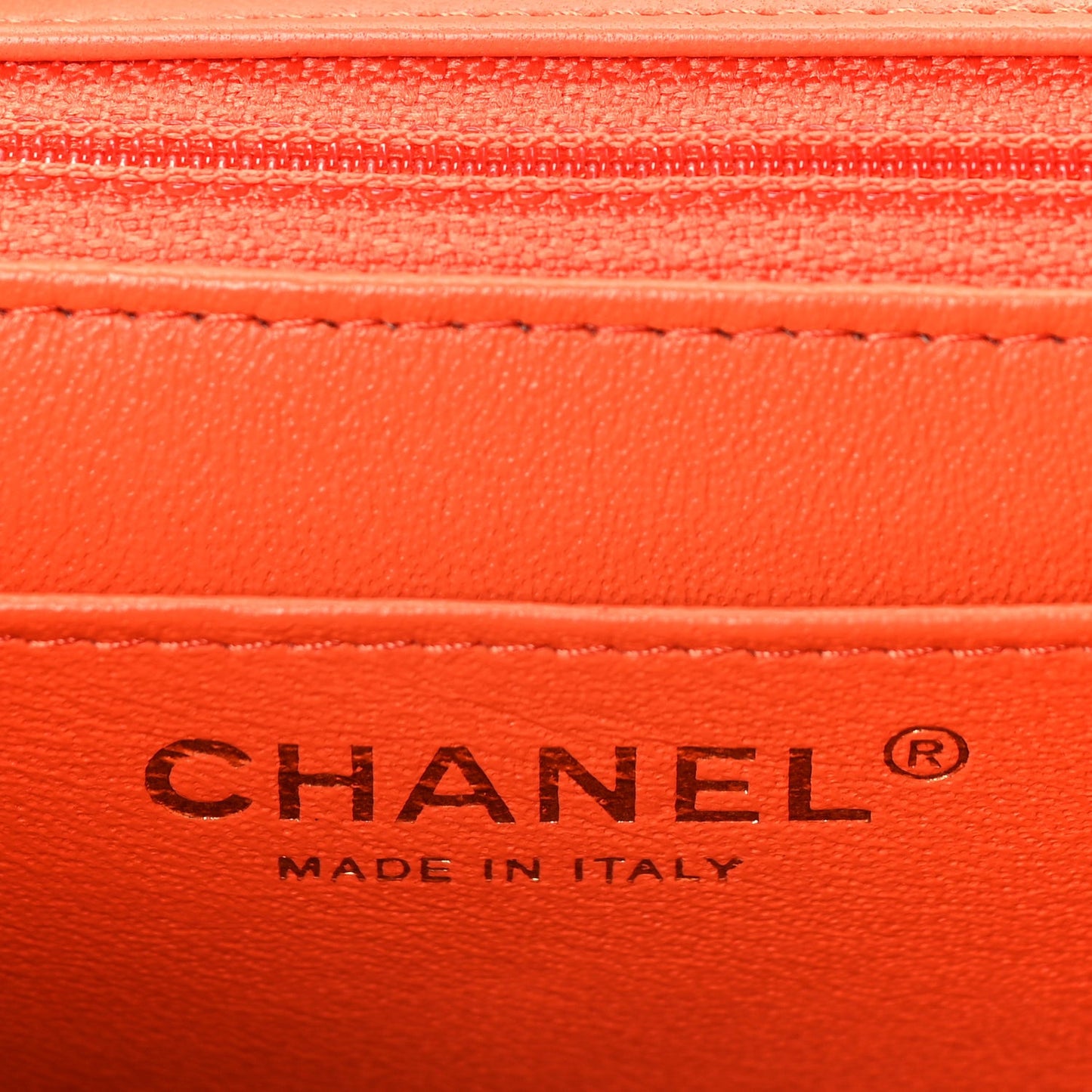 Lambskin Quilted Mini Square Flap Orange