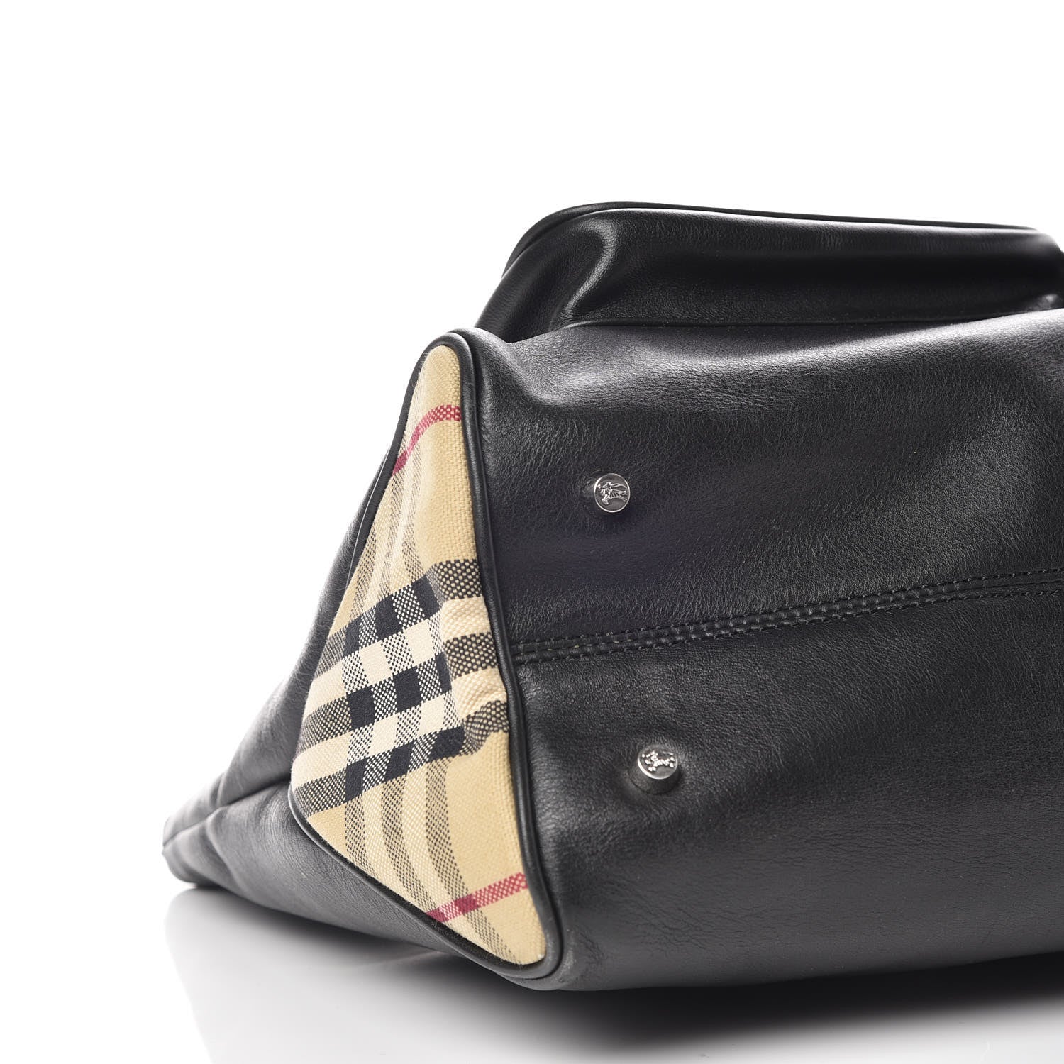 Burberry Calfskin Haymarket Check Toggle Shoulder Bag Black 13 of 14