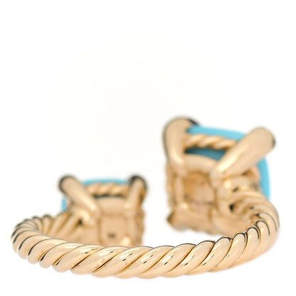 David Yurman 18K Yellow Gold Diamond Turquoise Chatelaine Bypass Ring 52 6 4 of 6