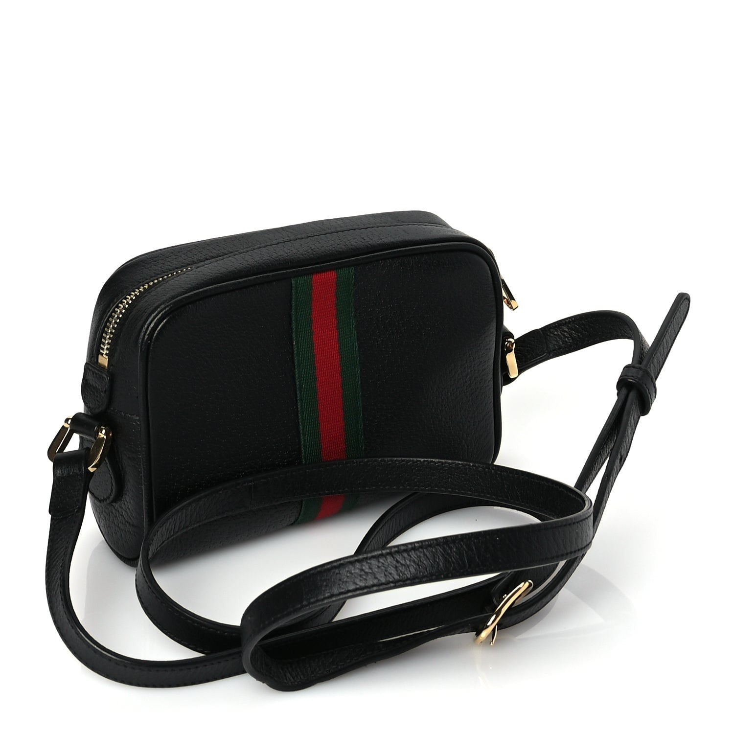Gucci Calfskin Web Mini Ophidia Shoulder Bag Black 2 of 8