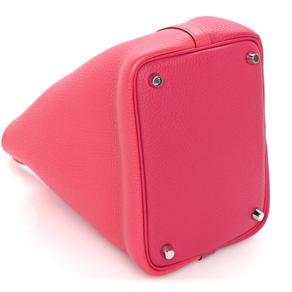 Hermes Taurillon Clemence Tri-Color Picotin Lock 18 PM Rose Extreme Rose Mexico Rouge De Coeur 8 of 9