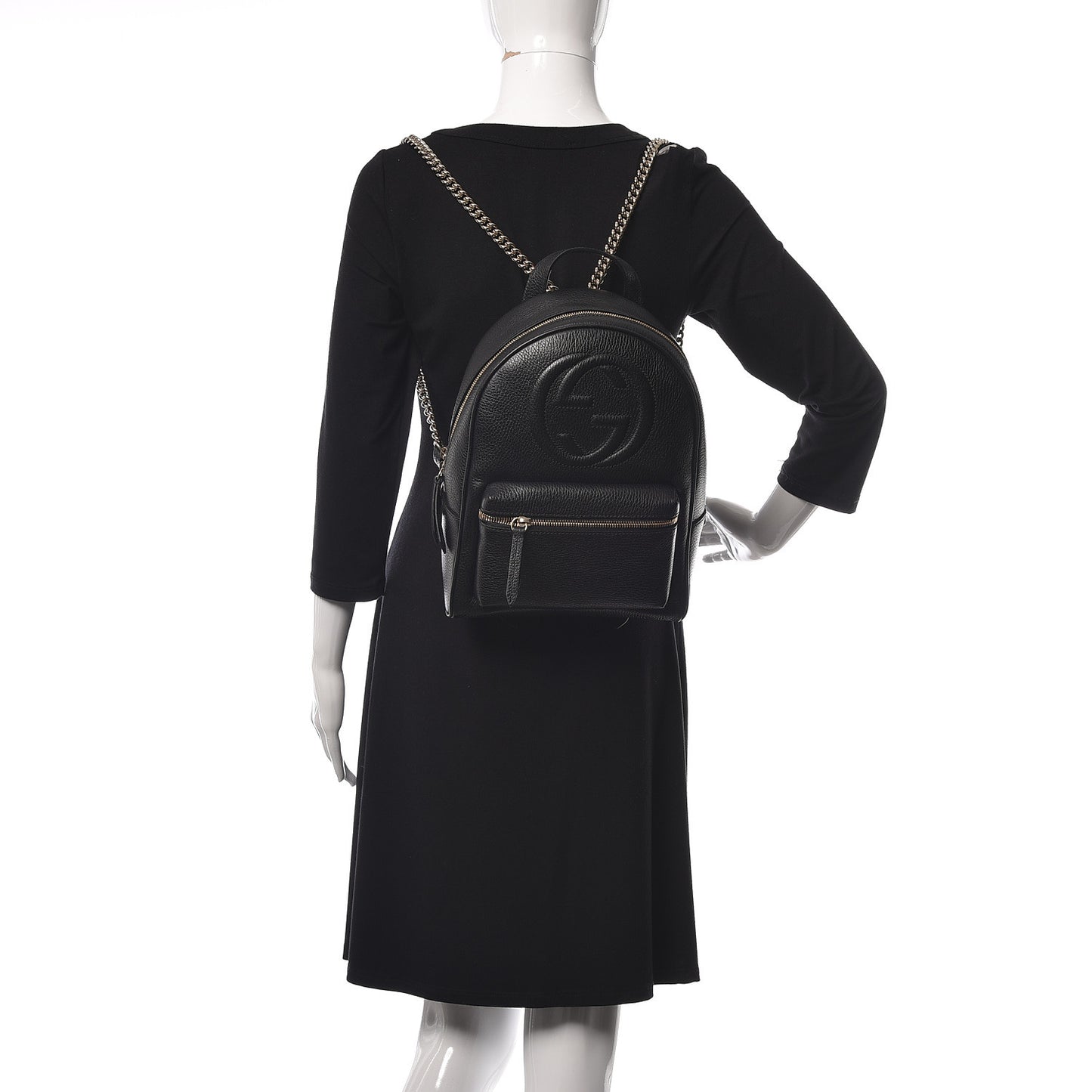 Pebbled Calfskin Soho Chain Backpack Black