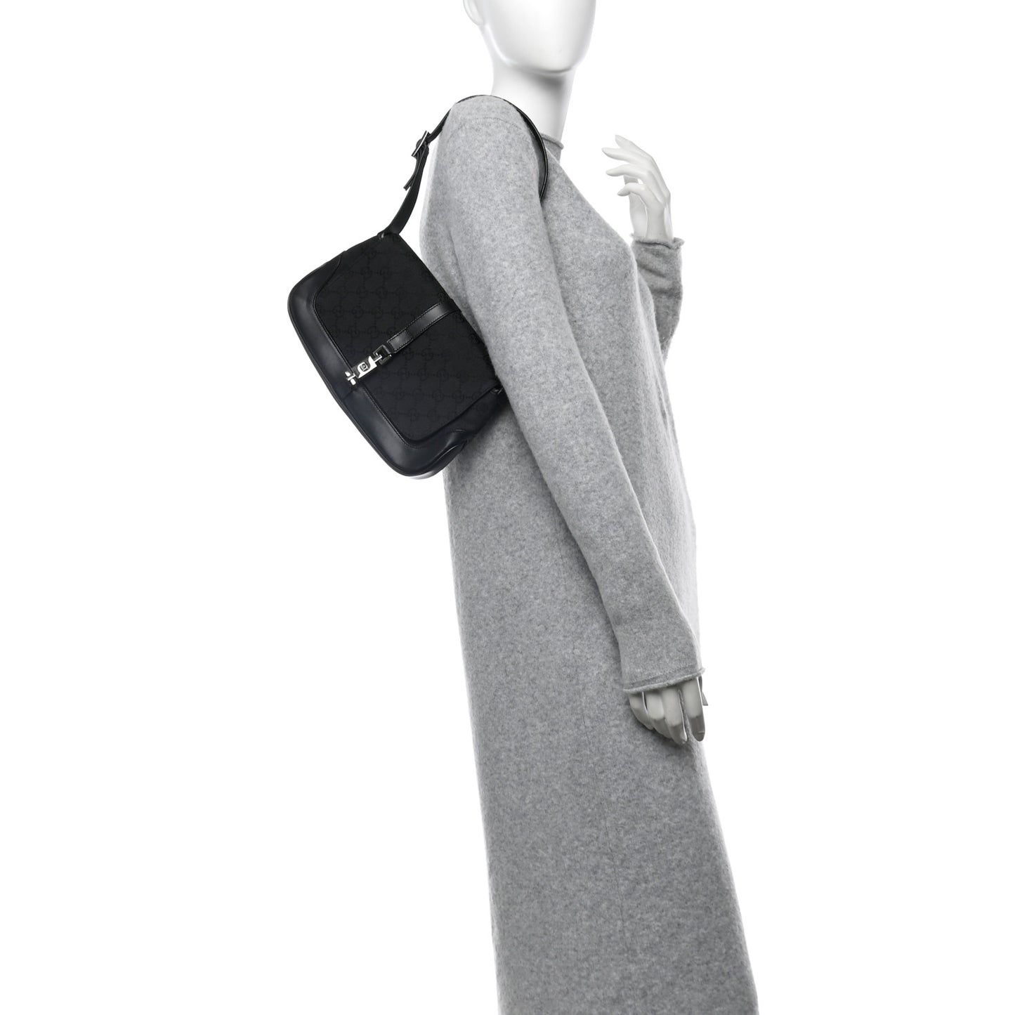 Monogram Small Jackie O Flap Hobo Black