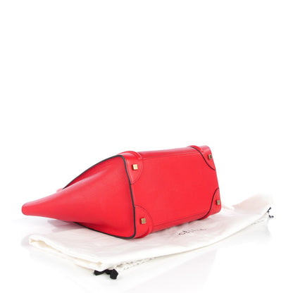 Celine Drummed Calfskin Mini Luggage Coquelicot 4 of 7