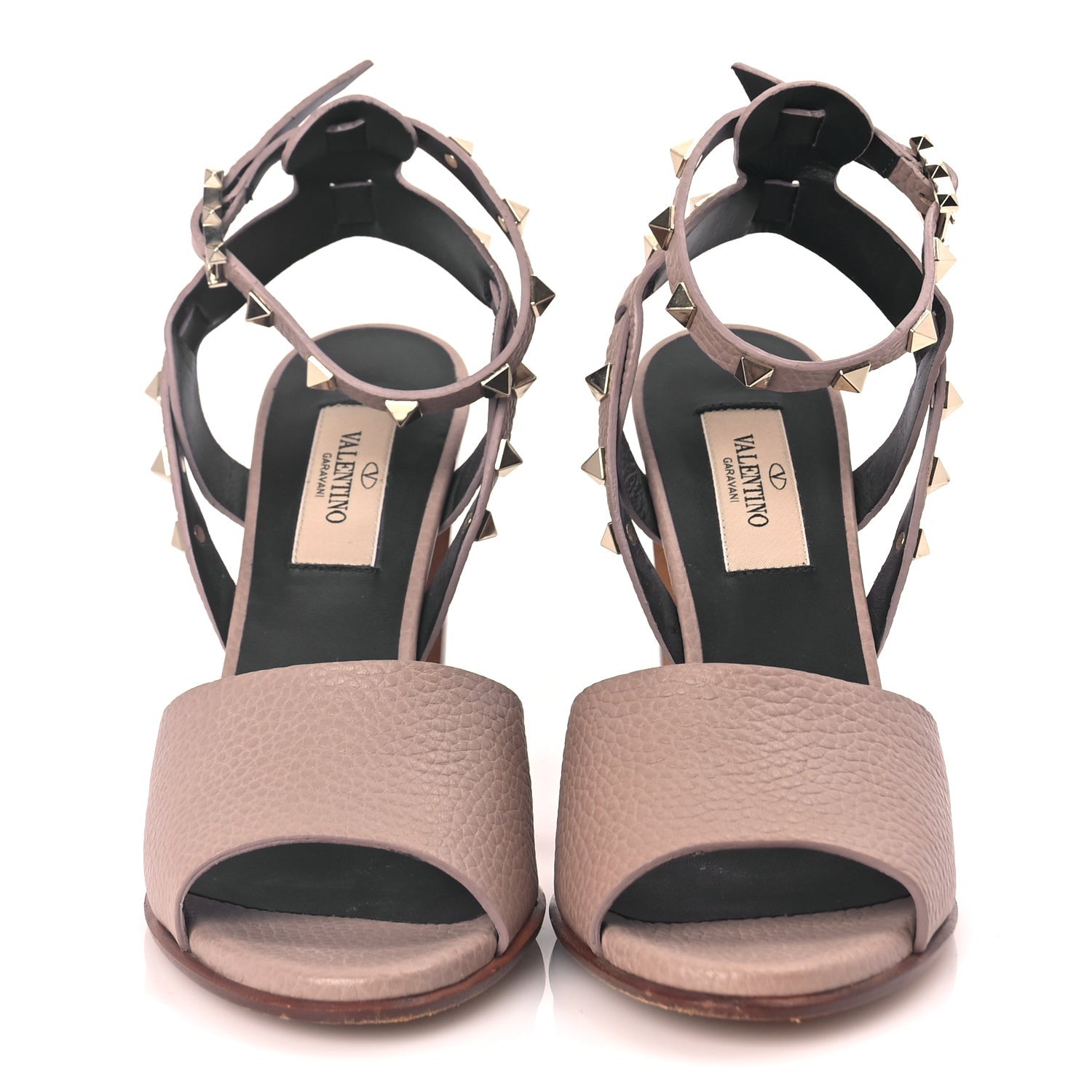 Valentino Garavani Grained Calfskin Block Heel Sandals 38 Poudre 2 of 8