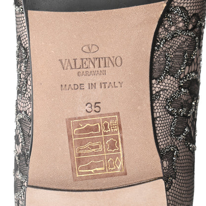 Valentino Garavani Lace Loafer Flats 35 Black 6 of 8