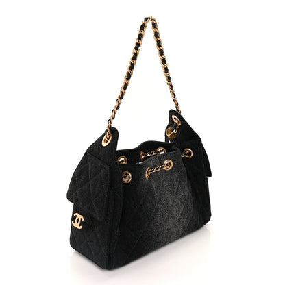 Chanel Washed Denim Quilted Mini  25 Handbag  Black 2 of 8