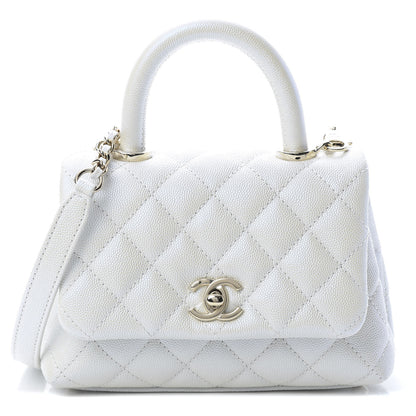 Chanel Iridescent Caviar Quilted Extra Mini Coco Handle Flap Ivory 1 of 11